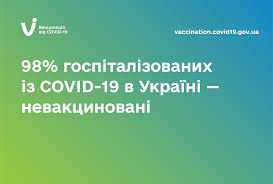 98% госпіталізованих із COVID-19 в Україні — невакциновані